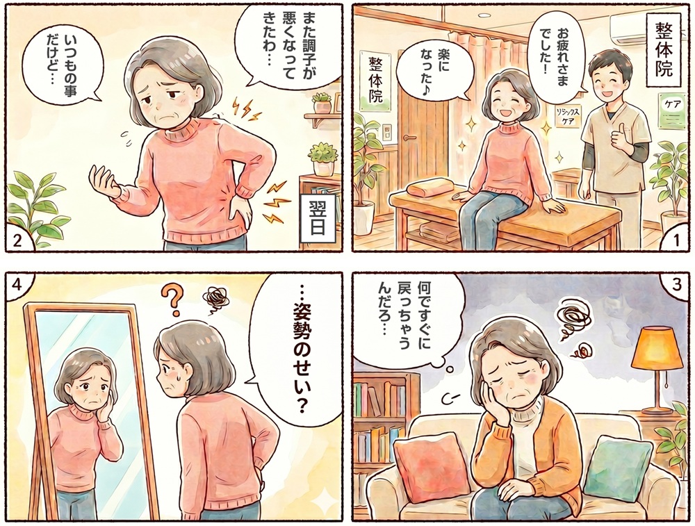 ケアしても戻ってしまう（マンガ）